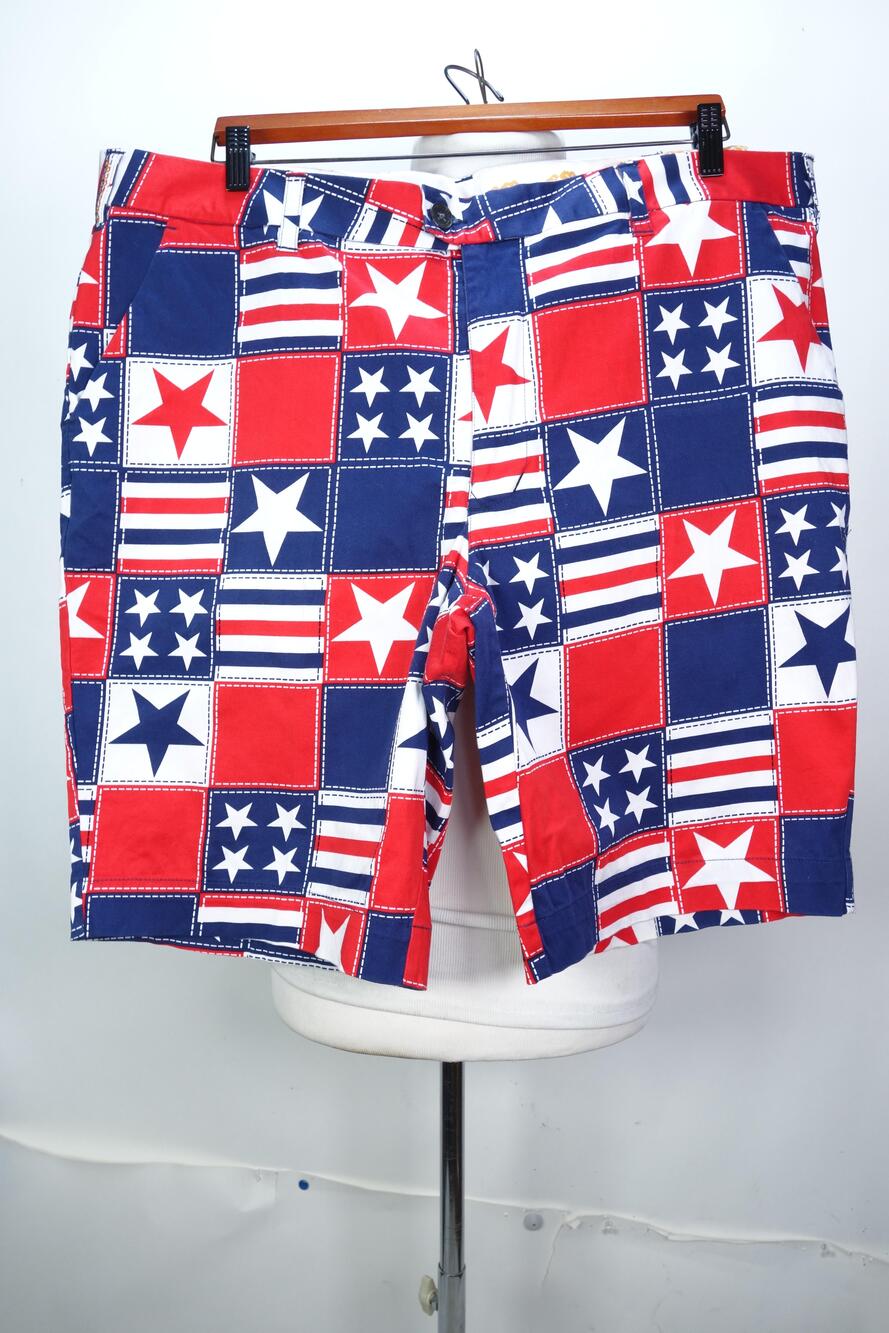 Loudmouth Shorts Mens 42 Multicolor USA Stars Stripes Golf Party Chino Stretch